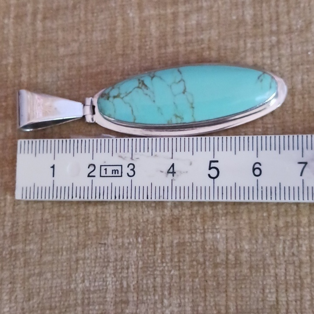 Sterling Silver Turquoise Teardrop Pendant - Picture 5 of 6